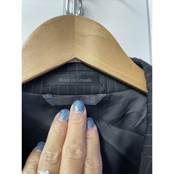 Lauren Ralph Lauren Single Breasted Jacket Mens 46R  Black Pinstripe Wool Blazer - Picture 2 of 14